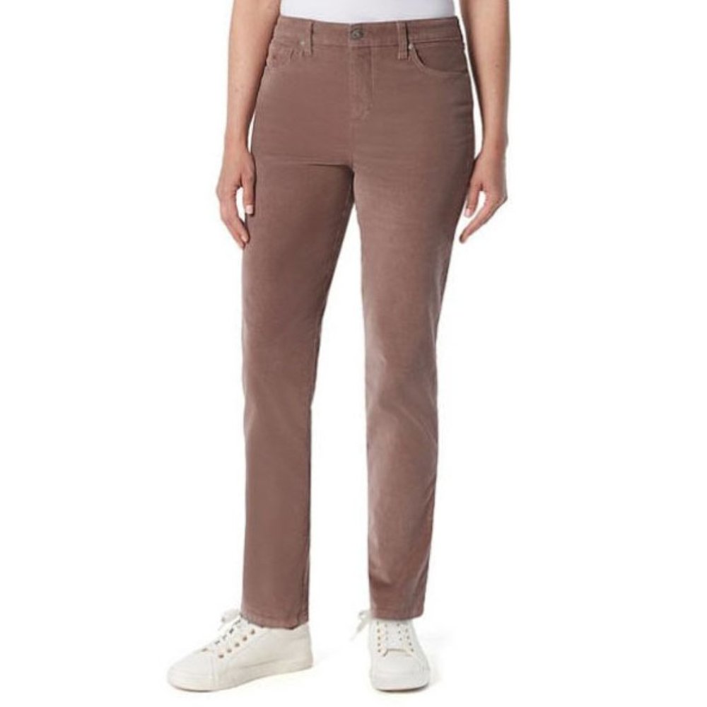 Gloria Vanderbilt Amanda Slim Corduroy Jeans, Size 14, 33" Inseam, Mocha